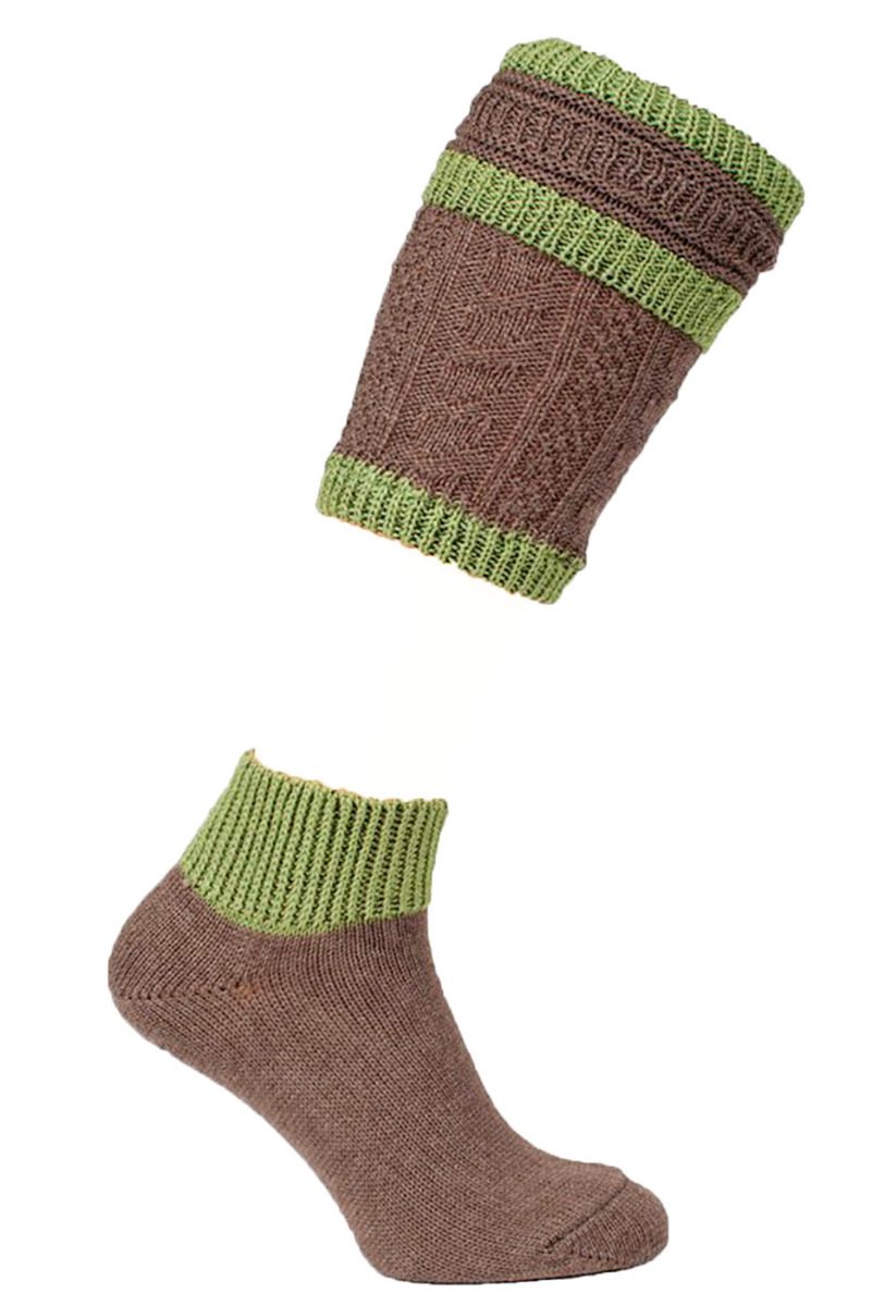 Loferl Wadenstrümpfe in braun/gras