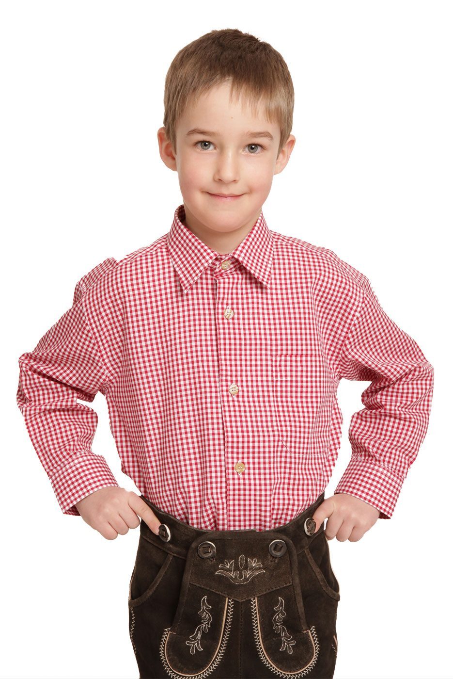 Alternative view of Kinder-Trachtenhemd in rot kariert