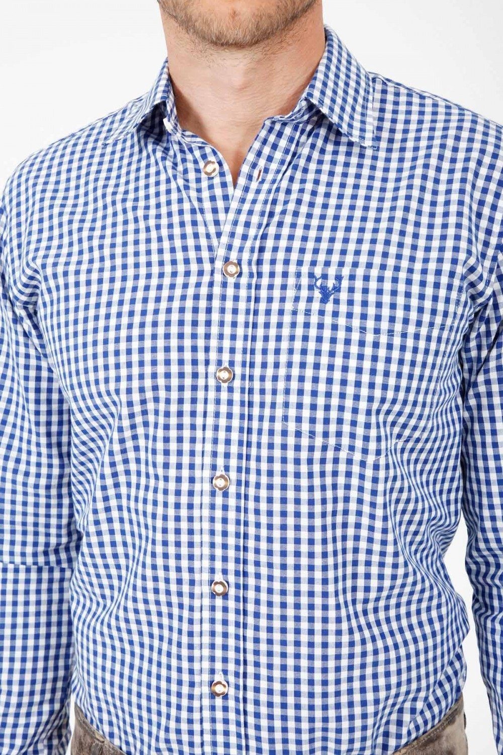 Kariertes Trachtenhemd Bertl in mittelblau