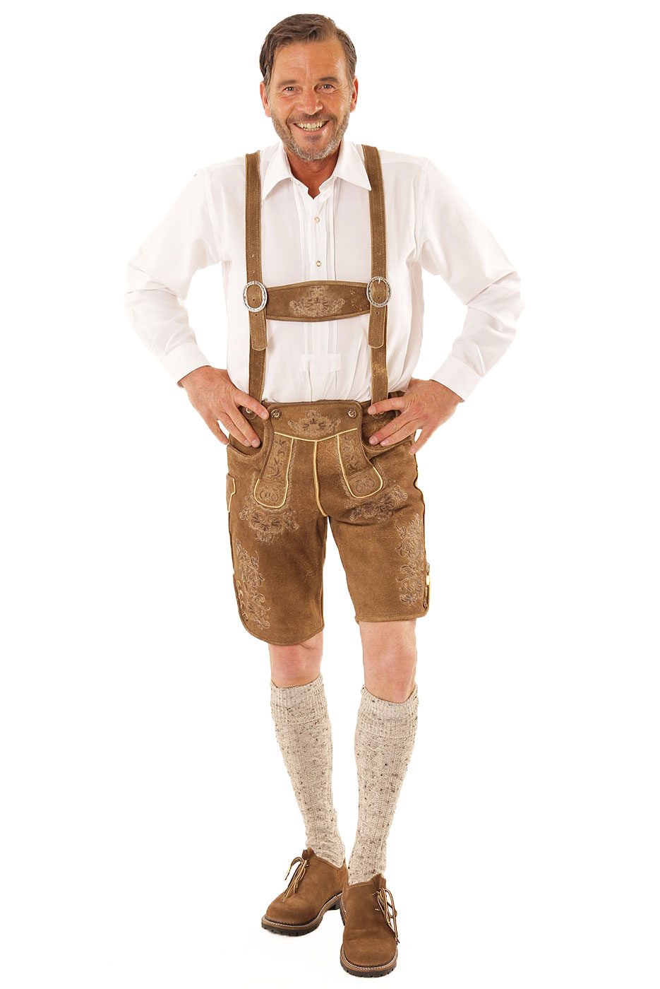Alternative view of Kurze Lederhose Dedrich in hellbraun