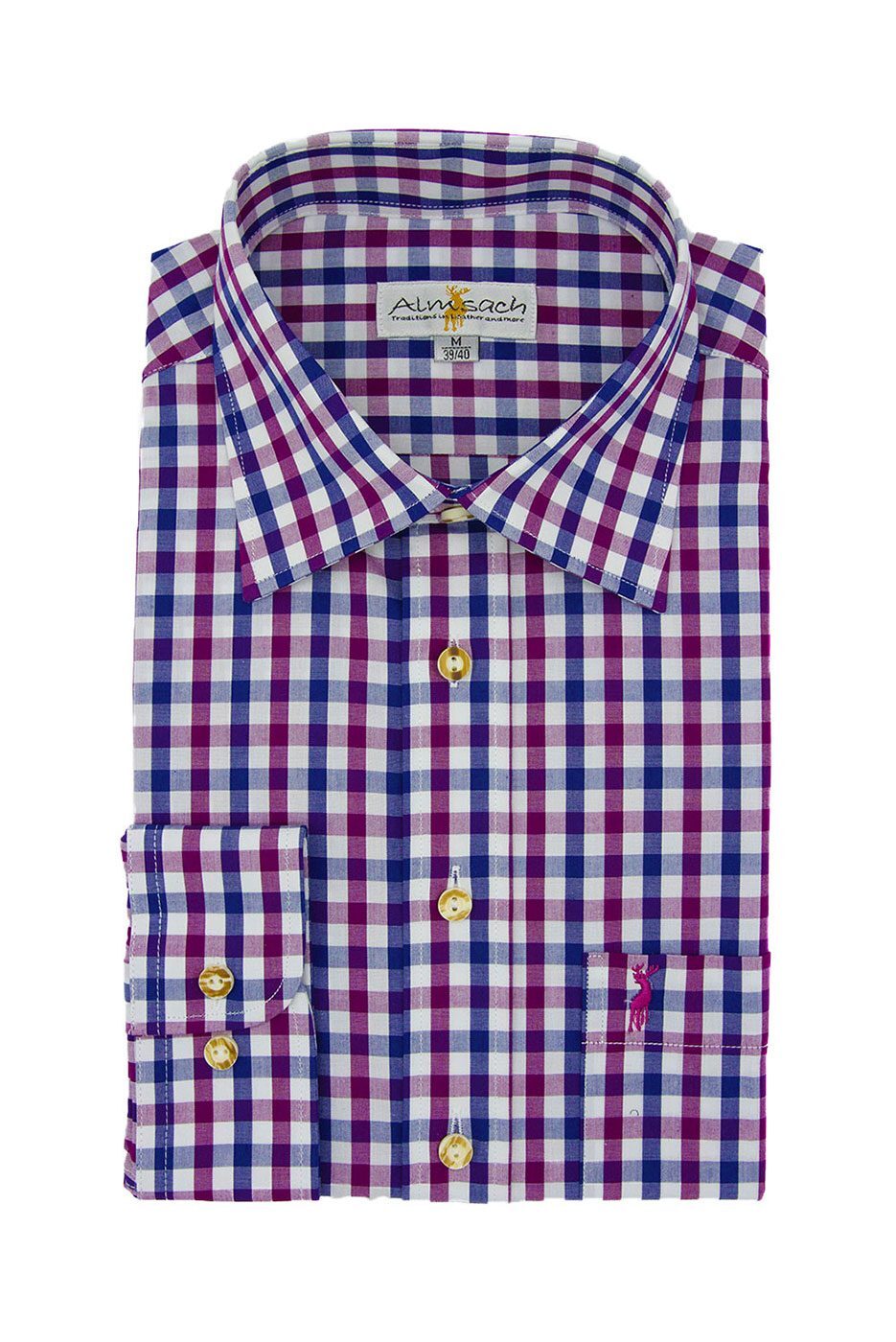 Trachtenhemd kariert in lila-tanne