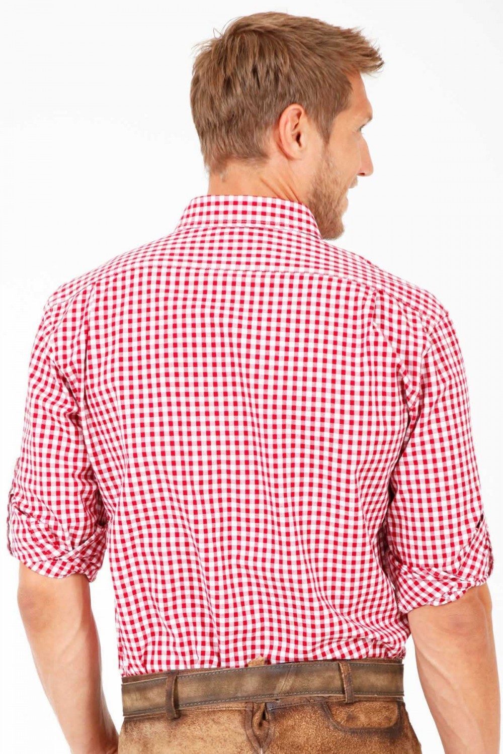 Alternative view of Kariertes Trachtenhemd Bertl in mittelrot