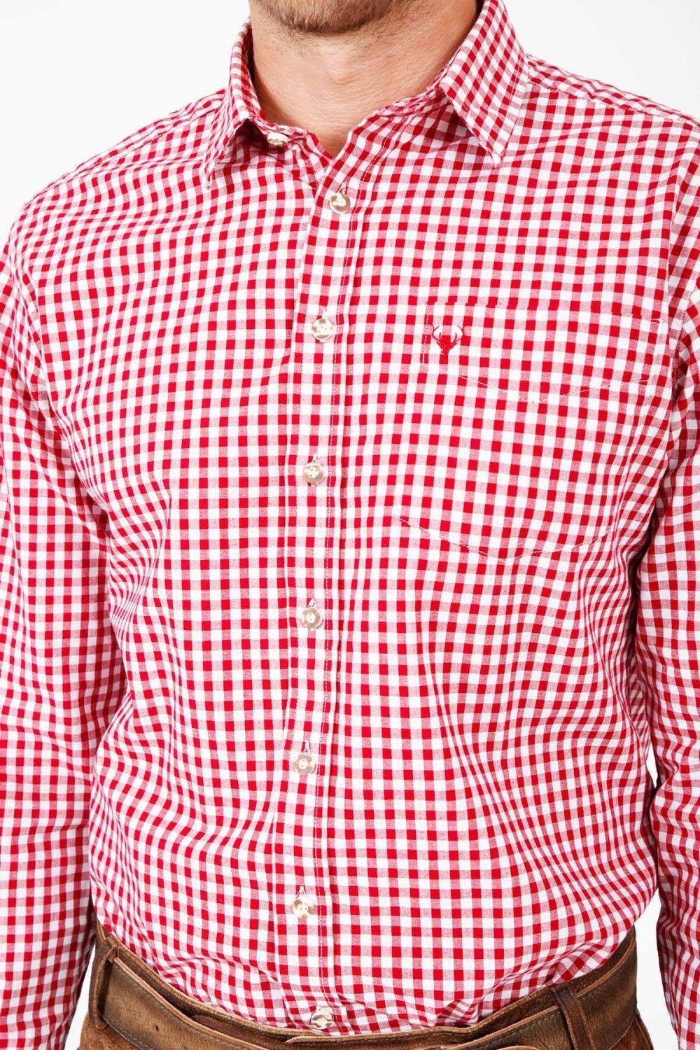 Kariertes Trachtenhemd Bertl in mittelrot