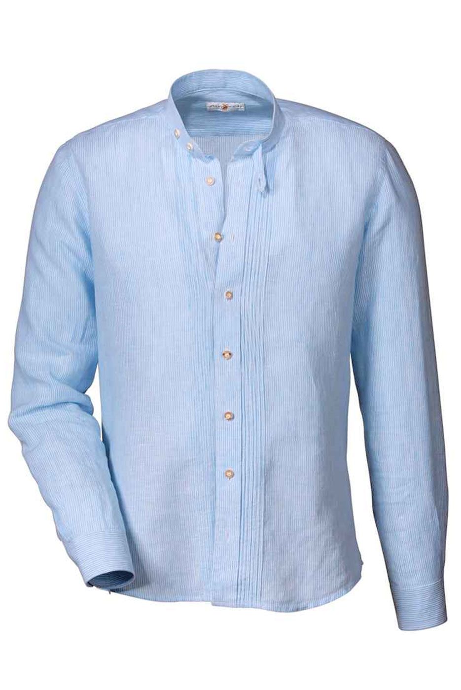 Slimfit – Leinenhemd gestreift in hellblau