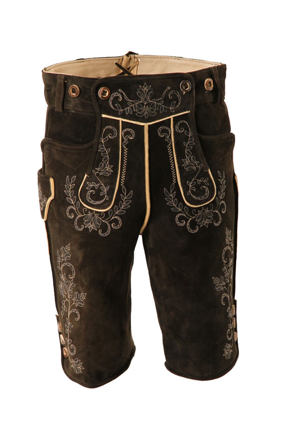 Kurze Lederhose Aldrik in dunkelbraun