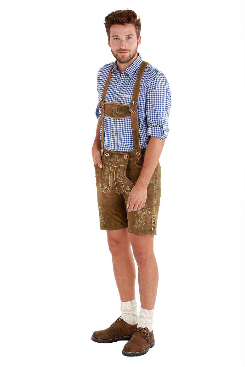 Alternative view of Lederhosen-Set - kurz mit Trachtenhemd in kariert oder weiß