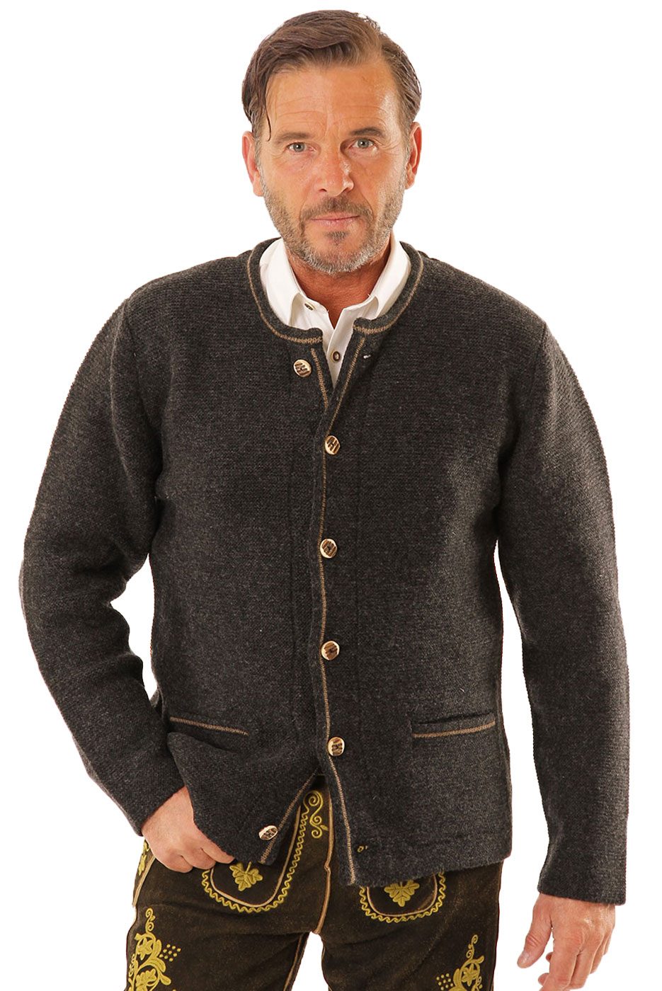 Trachten-Strickjacke Magnus in anthrazit