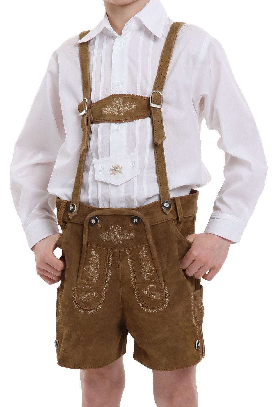 Alternative view of Kurze Kinderlederhose Klausi in hellbraun
