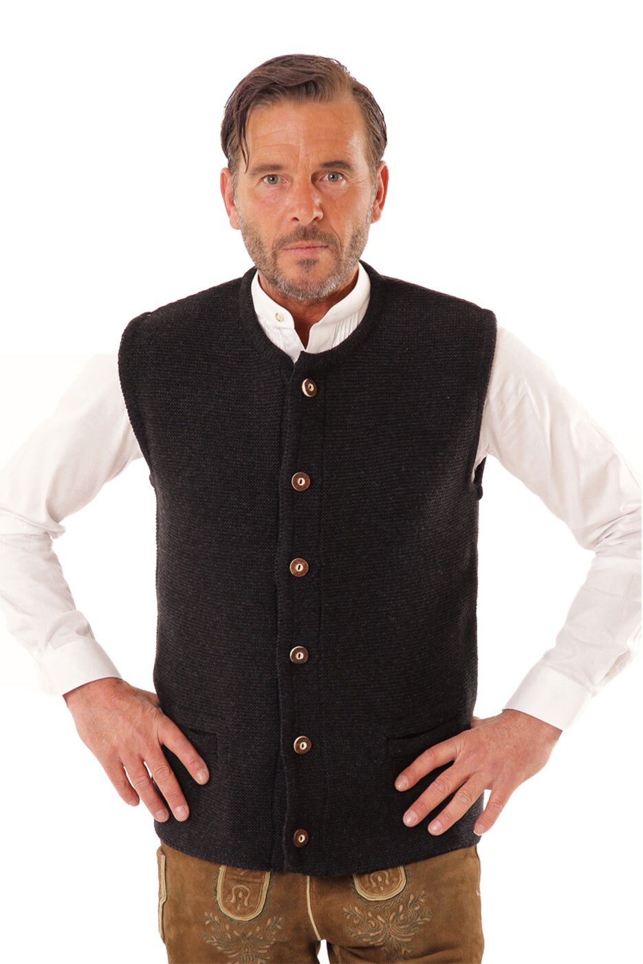 Trachten-Strickweste Jonas in anthrazit