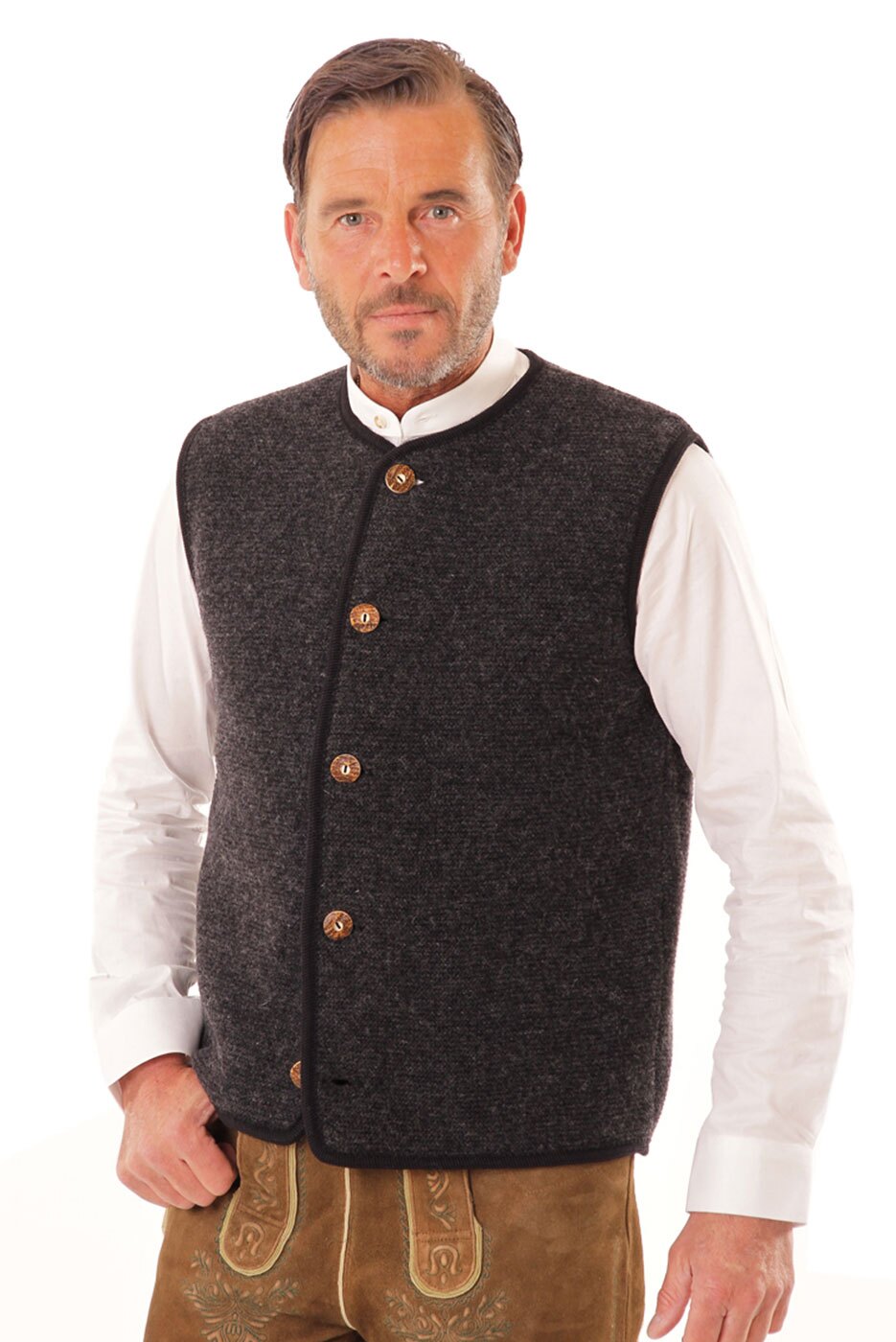 Trachten-Strickweste in anthrazit