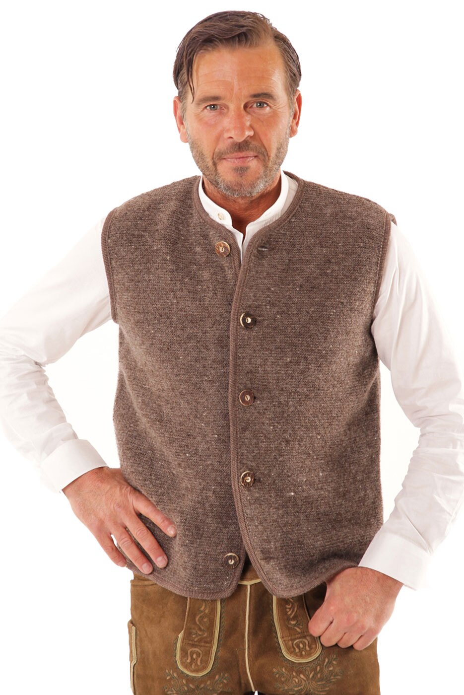 Trachten-Strickweste in braun