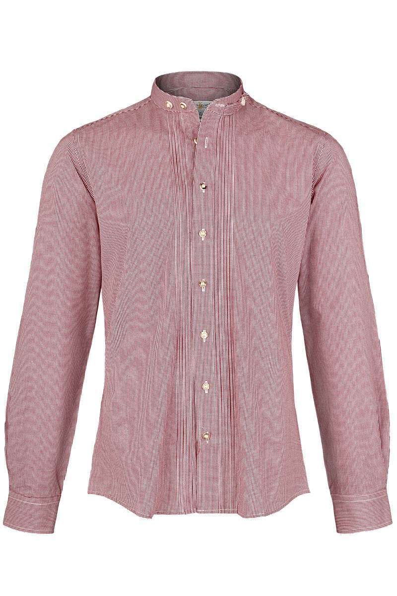Slimfit – Trachtenhemd dunkelrot-weiß kariert