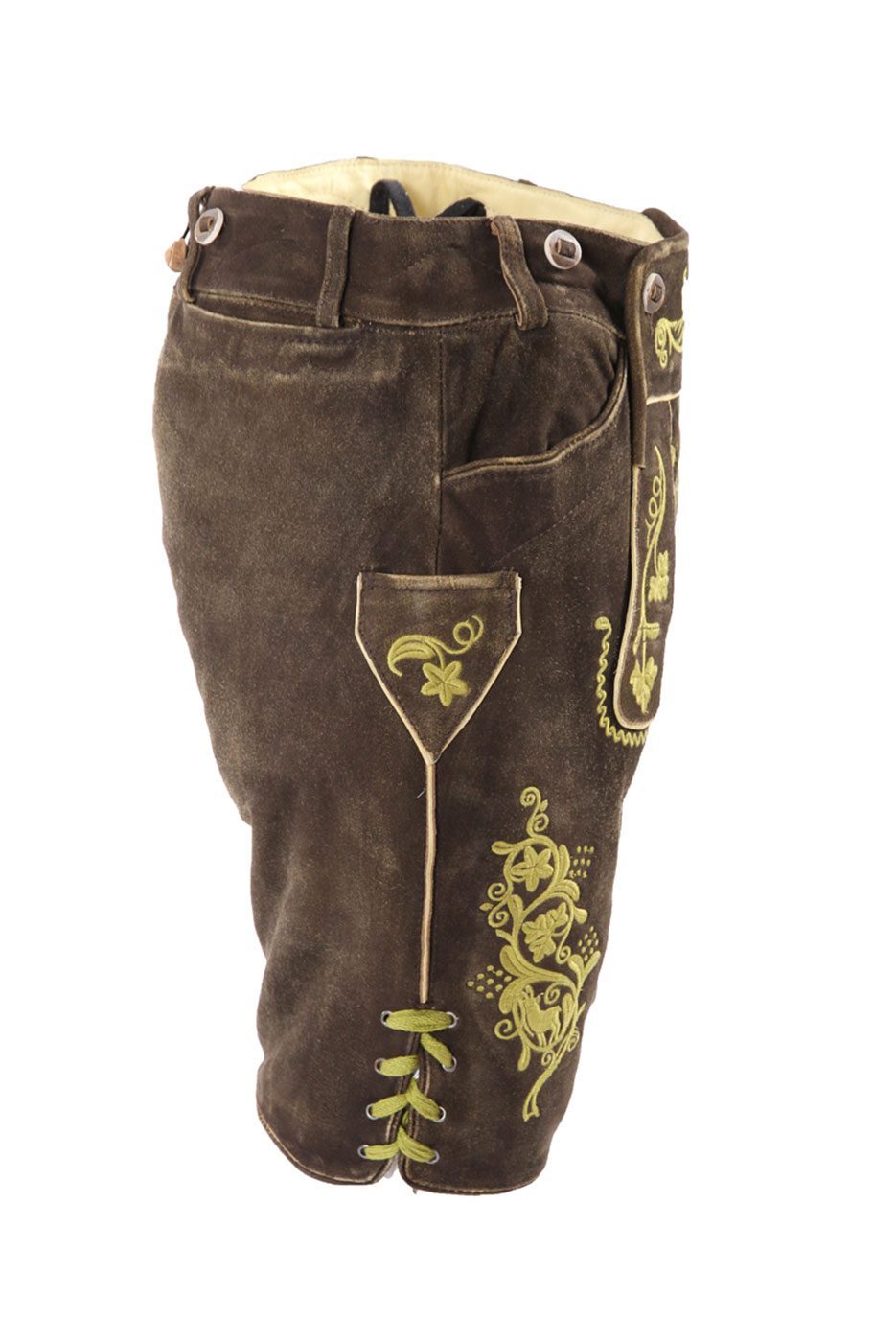 Alternative view of Kurze Lederhose Florian in braun/grün