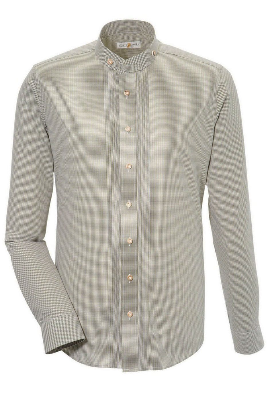 Slimfit – Trachtenhemd oliv-weiß kariert