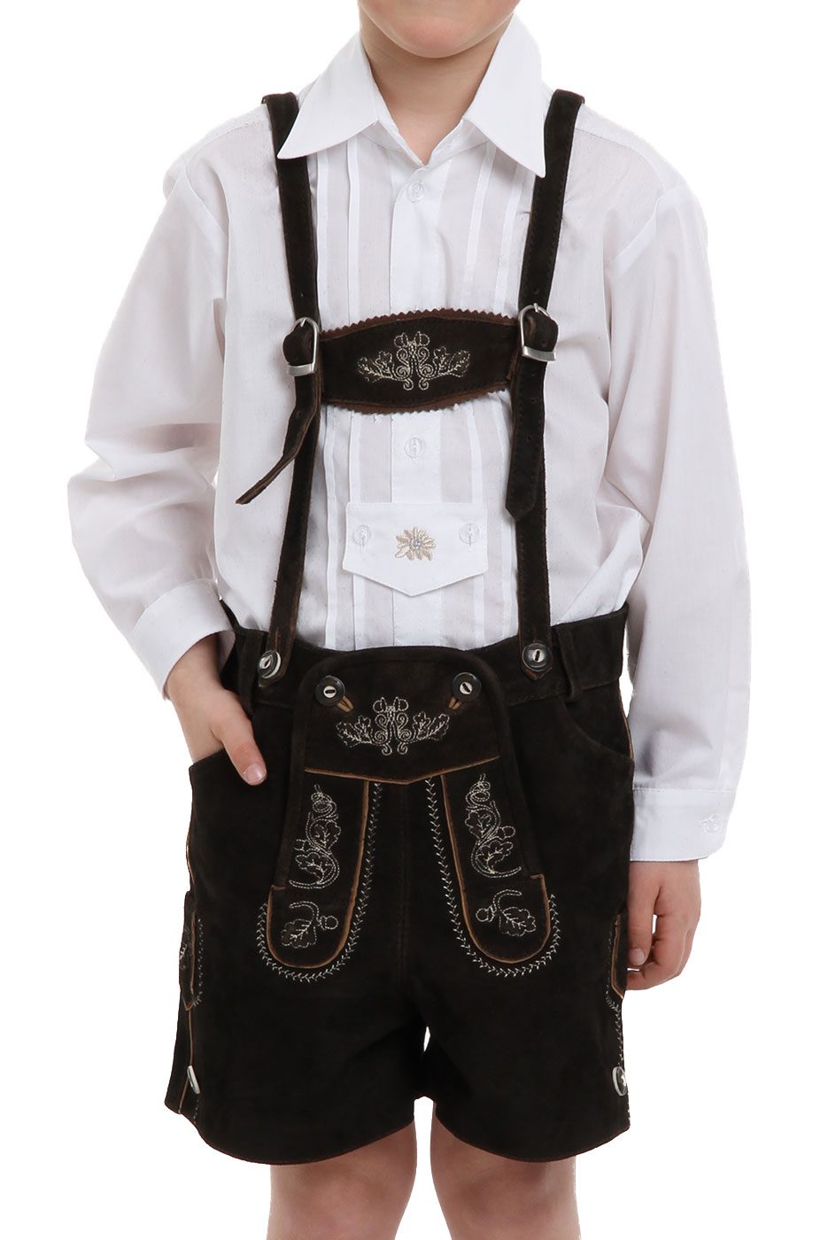 Alternative view of Kurze Kinderlederhose Klausi in dunkelbraun