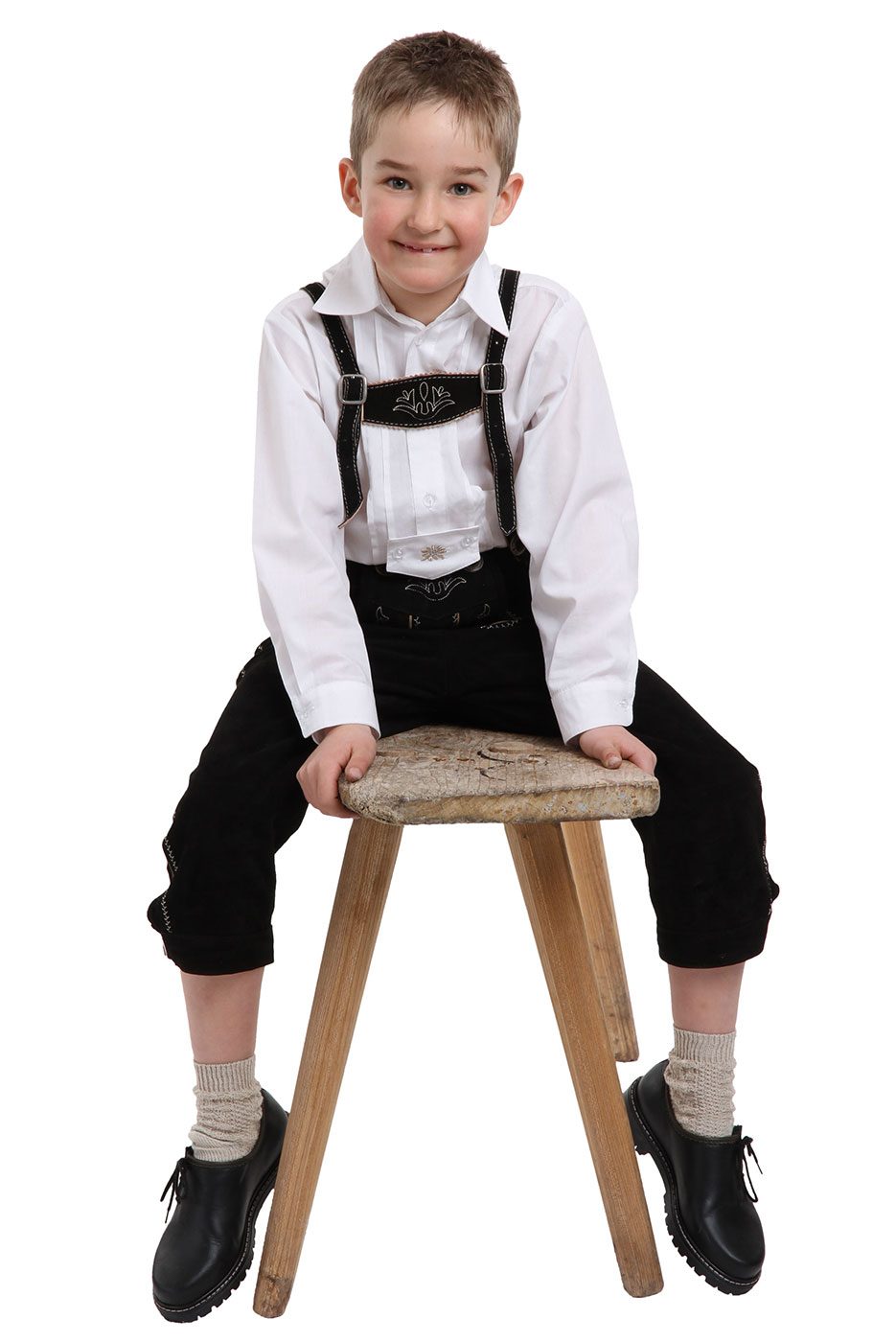 Kinder - Bundlederhose Beni in schwarz