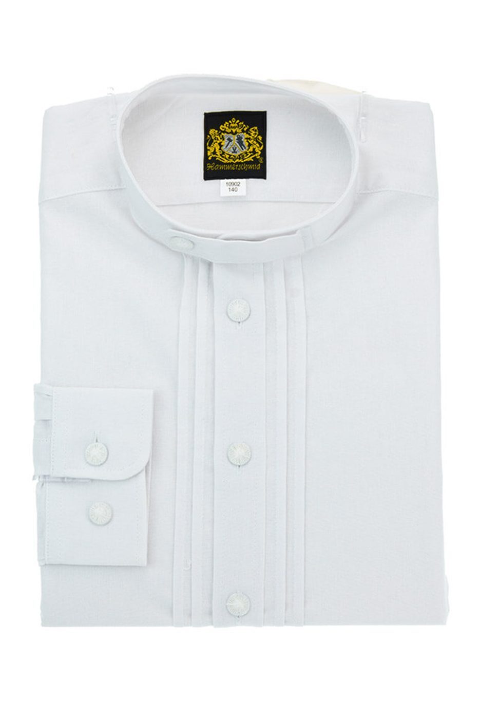 Kinder-Trachtenhemd mit Stehkragen & Pfoad in weiß