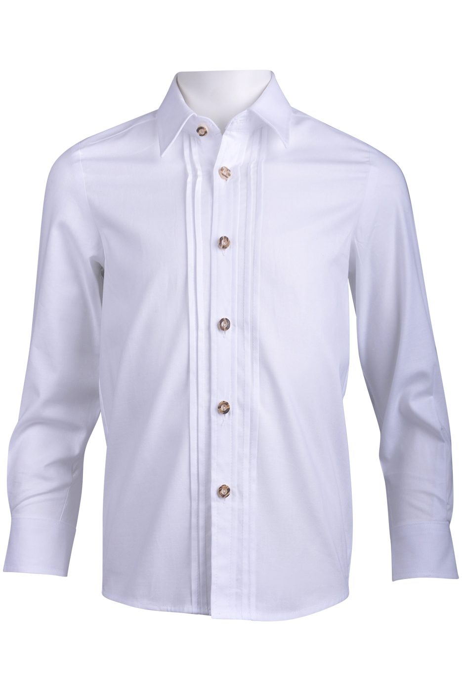 Kinder-Trachtenhemd mit Liegekragen in weiß